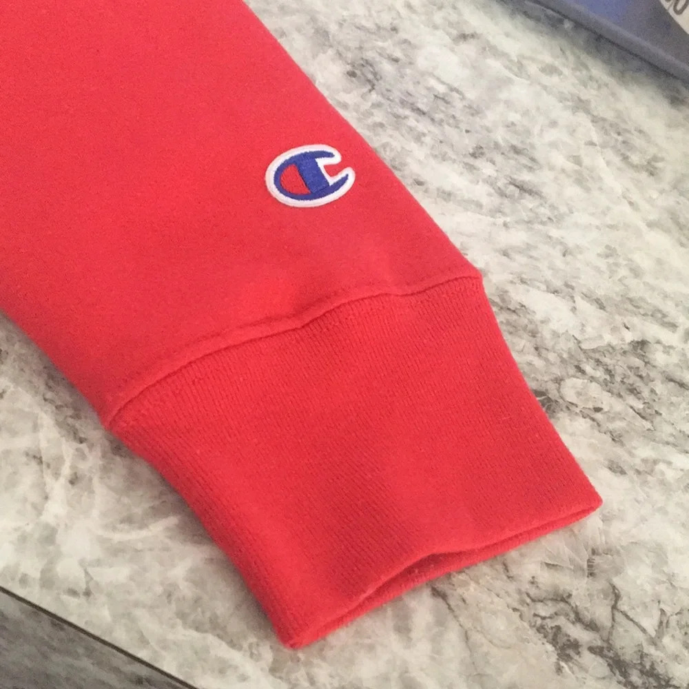 Champion Powerblend Red, Gray and Blue Colorblock Script Logo Sweatshirt - Picture 8 of 8